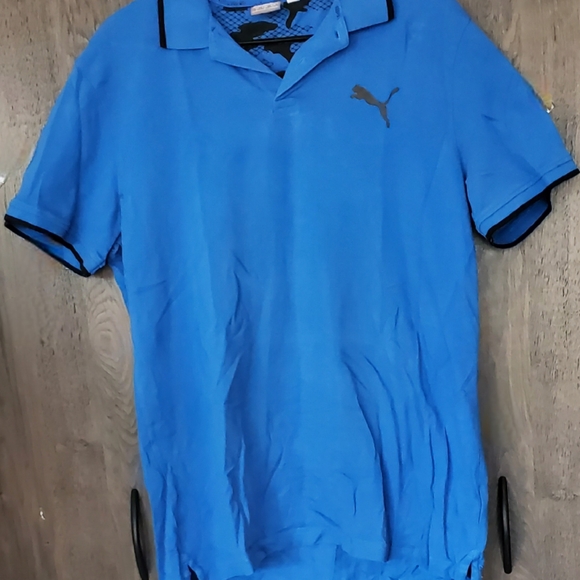 Puma Other - Puma Men's Blue Short Sleeve Classic Polo Black Logo Size Large